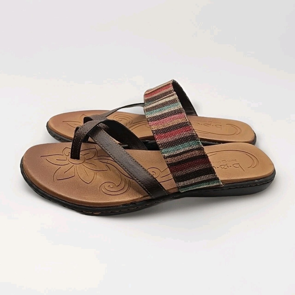 BOC BORN Brown Boho Sandals Toe LOOP Women Sz 10 Fabric And Leather 183